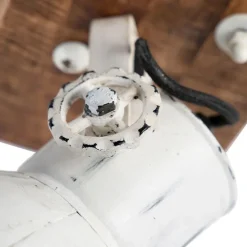 Industriële spot wit met mango hout 18 cm - Mangoes