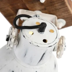 Industriële spot wit met mango hout 18 cm - Mangoes