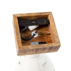 Industriële spot wit met mango hout 18 cm - Mangoes