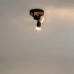Industriële spot zwart kantelbaar rond 2-lichts - Jeany