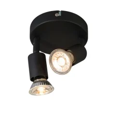 Industriële spot zwart kantelbaar rond 2-lichts - Jeany