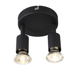 Industriële spot zwart kantelbaar rond 2-lichts - Jeany