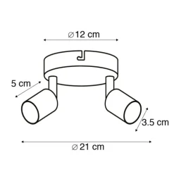 Industriële spot zwart kantelbaar rond 2-lichts - Jeany