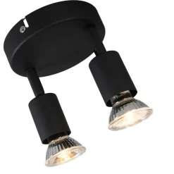 Industriële spot zwart kantelbaar rond 2-lichts - Jeany