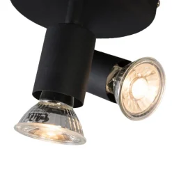 Industriële spot zwart kantelbaar rond 2-lichts - Jeany