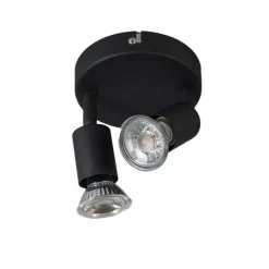 Industriële spot zwart kantelbaar rond 2-lichts - Jeany