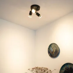 Industriële spot zwart kantelbaar rond 3-lichts - Jeany