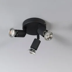 Industriële spot zwart kantelbaar rond 3-lichts - Jeany
