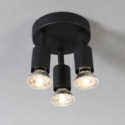 Industriële spot zwart kantelbaar rond 3-lichts - Jeany