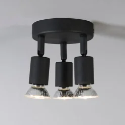 Industriële spot zwart kantelbaar rond 3-lichts - Jeany