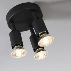 Industriële spot zwart kantelbaar rond 3-lichts - Jeany