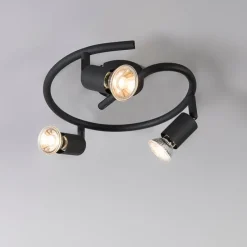 Industriële spot zwart krul 3-lichts - Jeany