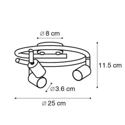 Industriële spot zwart krul 3-lichts - Jeany