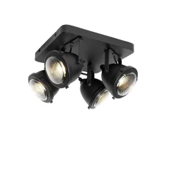 Industriële spot zwart 4-lichts - Emado