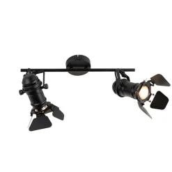 Industriële spot zwart 2-lichts met kleppen - Movie