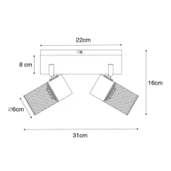 Industriële spot zwart 2-lichts verstelbaar - Jim