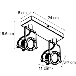 Industriële spot zwart 2-lichts - Suplux