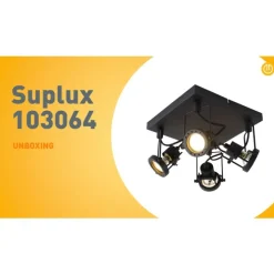 Industriële spot zwart 4-lichts - Suplux