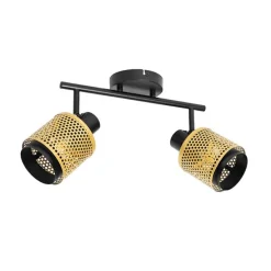 Industriële spot zwart met goud 2-lichts - Kayden