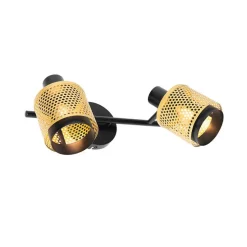 Industriële spot zwart met goud 2-lichts - Kayden