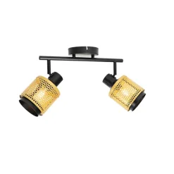 Industriële spot zwart met goud 2-lichts - Kayden