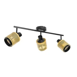 Industriële spot zwart met goud 3-lichts - Kayden