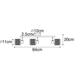 Industriële spot zwart met goud 3-lichts - Kayden
