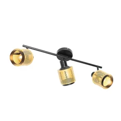 Industriële spot zwart met goud 3-lichts - Kayden