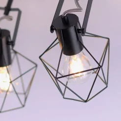 Industriële spot zwart met hout 2-lichts - Sven