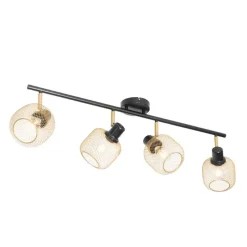 Industriële spot zwart met goud 4-lichts - Bliss Mesh