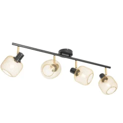 Industriële spot zwart met goud 4-lichts - Bliss Mesh