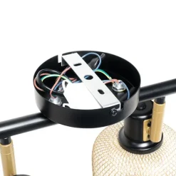 Industriële spot zwart met goud 4-lichts - Bliss Mesh