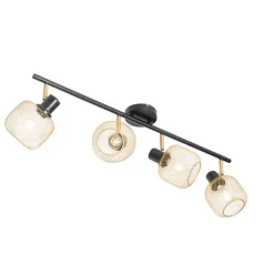 Industriële spot zwart met goud 4-lichts - Bliss Mesh