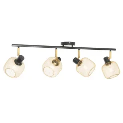 Industriële spot zwart met goud 4-lichts - Bliss Mesh