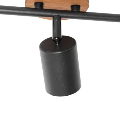 Industriële spot zwart met hout kantelbaar 3-lichts - Jeana