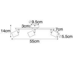 Industriële spot zwart met hout kantelbaar 3-lichts - Jeana
