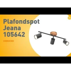 Industriële spot zwart met hout kantelbaar 3-lichts - Jeana