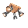Industriële spot zwart met hout kantelbaar 4-lichts - Tommy