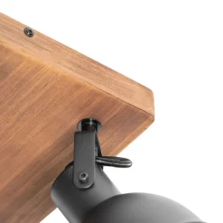 Industriële spot zwart met hout kantelbaar 4-lichts - Tommy