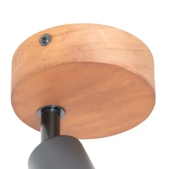 Industriële spot zwart met hout - Kristina