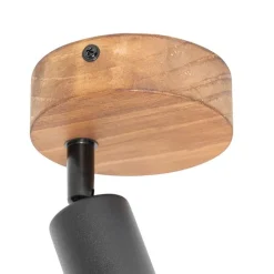 Industriële spot zwart met hout draai- en kantelbaar - Mosh