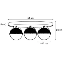 Industriële spot zwart met messing 3-lichts - Haicha