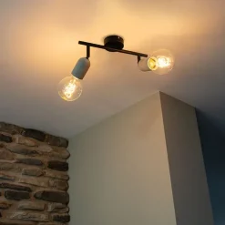 Industriële spot zwart met beton 2-lichts - Pedra