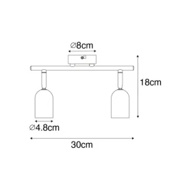 Industriële spot zwart met beton 2-lichts - Pedra
