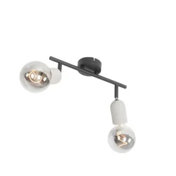 Industriële spot zwart met beton 2-lichts - Pedra