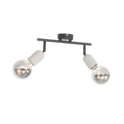 Industriële spot zwart met beton 2-lichts - Pedra