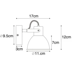 Industriële spot zwart met hout kantelbaar - Tommy