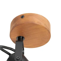 Industriële spot zwart met hout kantelbaar - Tommy