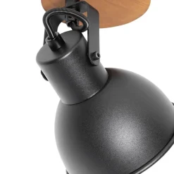 Industriële spot zwart met hout kantelbaar - Tommy