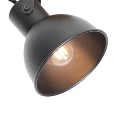 Industriële spot zwart met hout kantelbaar - Tommy